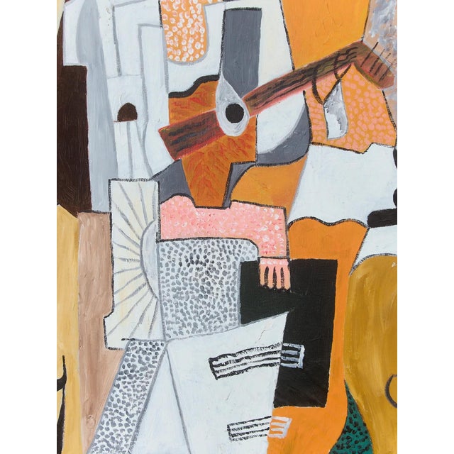 Abstract Mid 20th Century De Guitarite French Cubist Painting by Francois Lucet For Sale - Image 3 of 9