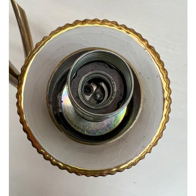 Goldenrod Art Deco Bronze Torchiere Wall Light with Glass Candles, 1950s For Sale - Image 8 of 12