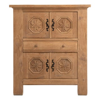 1970s Oak Brutalist Cabinet For Sale