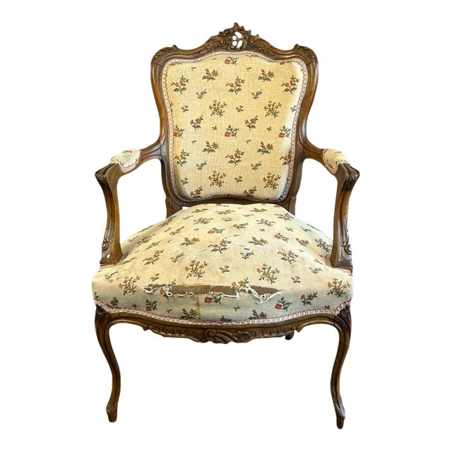 Late 19th Century Walnut Louis XV Armchair Frame For Sale