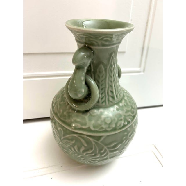 Green Celadon Asian by Sadek. Made by Chopstix Andrea by Sadek. Adorned with a raised floral pattern
