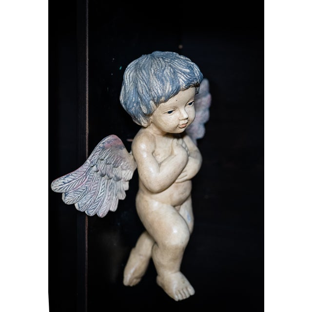 1930s Antique Wood Carved Cherub Statuette For Sale - Image 5 of 5