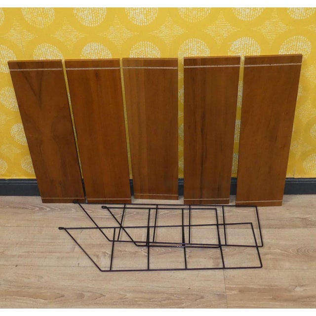 Walnut String Shelving Unit, 1960s For Sale - Image 10 of 11