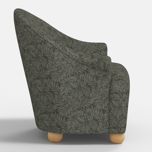 Stoffer Home x Cloth & Company Marie Bun Foot Chair in Geogian Vine Olive and Slate For Sale In Chicago - Image 6 of 8