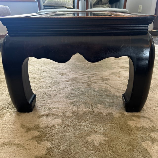 Late 20th Century Postmodern Burlwood Ming-Style Coffee Table With Inset Smoked Glass For Sale - Image 10 of 10