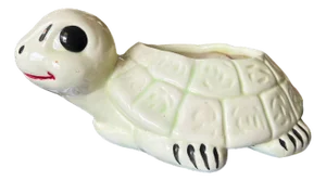 Vintage Hand-Painted Ceramic Turtle Planter – Made in Usa, Mid-Century Figural Cachepot
