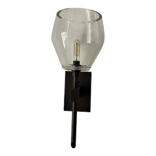 Zia Priven “Tulip” Wall Sconce Pair - Oil-Rubbed Bronze With Clear Glass For Sale