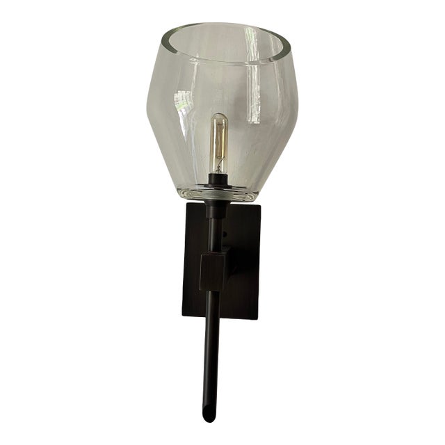 Zia Priven “Tulip” Wall Sconce Pair - Oil-Rubbed Bronze With Clear Glass For Sale