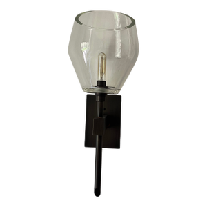 Zia Priven “Tulip” Wall Sconce Pair - Oil-Rubbed Bronze With Clear Glass