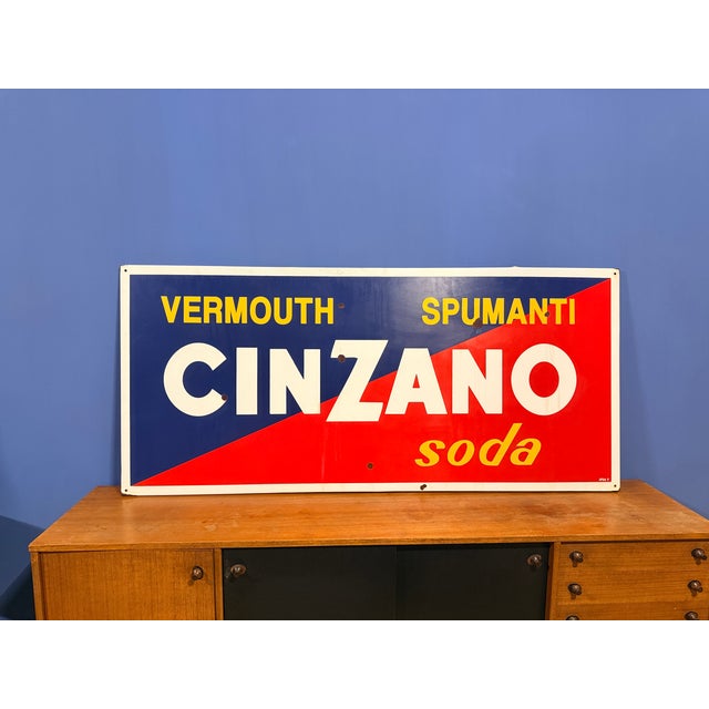 Metal Cinzano Advertising Sign, 1950 For Sale - Image 7 of 7