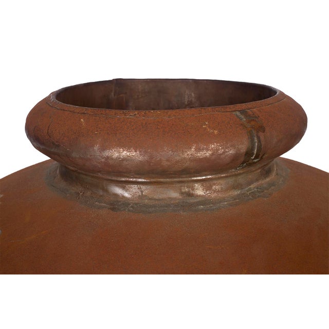 Pair of Riveted Iron Floor Vases For Sale - Image 4 of 6