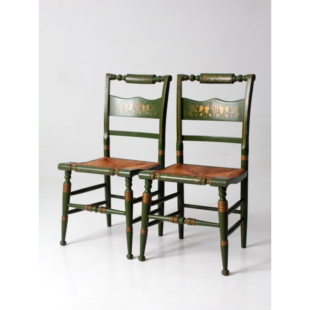 Vintage Tell City Green Stenciled Chairs For Sale - Image 9 of 18