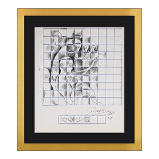 1980s Abstracted Figure Study Drawing, Noel Rockmore For Sale
