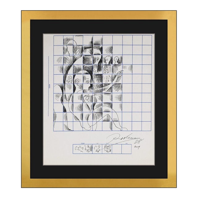 1980s Abstracted Figure Study Drawing, Noel Rockmore For Sale