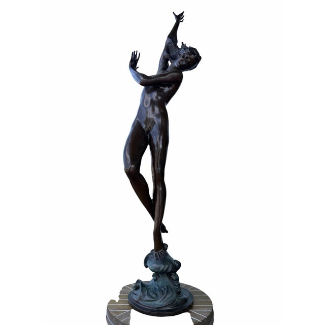 Late 20th Century Vintage Bronze "Crest of the Wave" Nude Female Sculpture After Harriet Frishmuth For Sale - Image 5 of 9