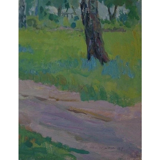 Impressionism Birch Tree Oil Painting, Ukrainian Art (1949) 44-34 For Sale - Image 6 of 6