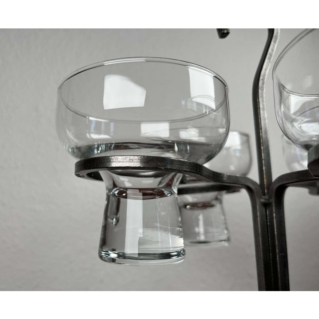 Vintage Danish Candleholder in Wrought Iron and Glass, 1970s For Sale - Image 5 of 12