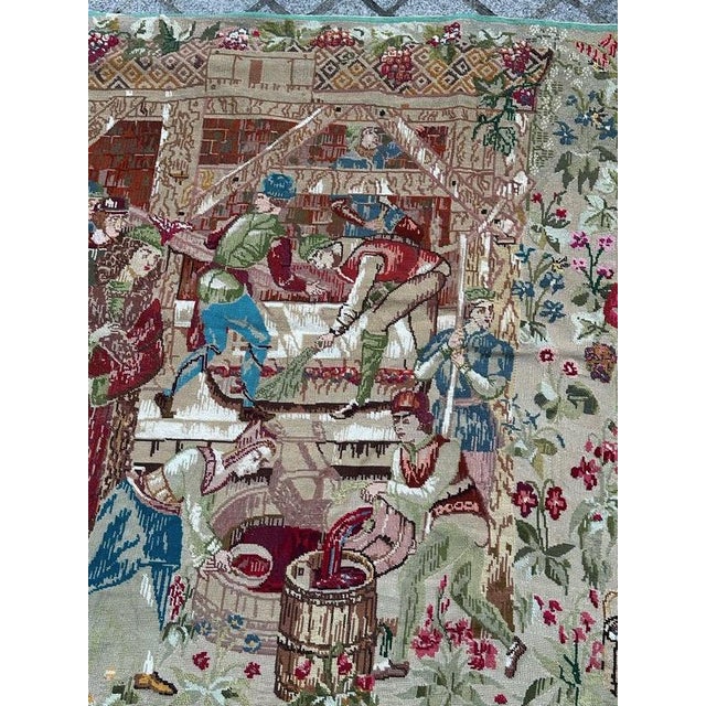Vintage French Needlepoint Tapestry, 1970s For Sale - Image 4 of 18