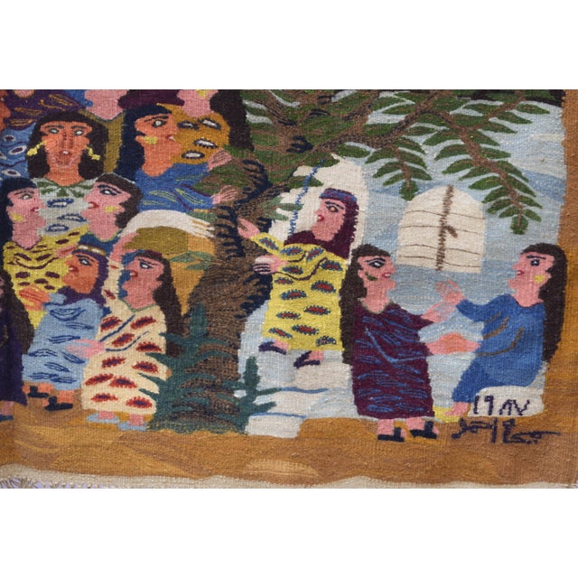 Haraniya Wedding Celebration – Vintage 1987 Handwoven Wool Tapestry by Samiha Ahmed (4.2 X 4.7 Ft) For Sale - Image 9 of 11