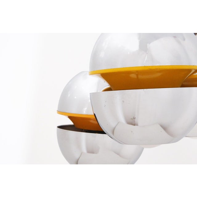 Mid-Century Modern 20th Century Space Age Orange and Chrome 3-Light Chandelier For Sale - Image 3 of 5