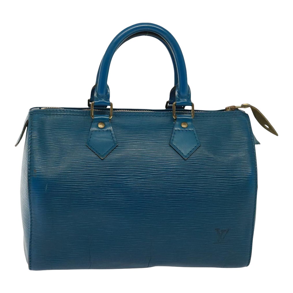 Louis Vuitton Epi Speedy 25 Hand Bag Toledo Blue M43015 Lv Auth 78936