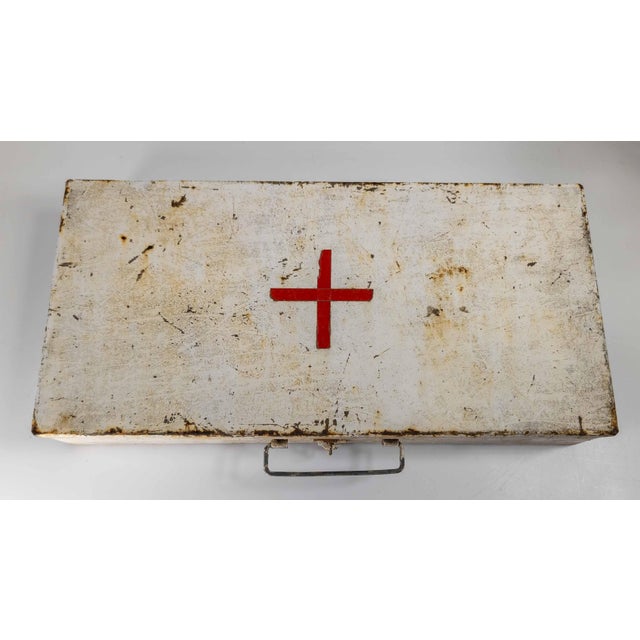 20th Century White Painted Metal First Aid Kit Box With Red Cross For Sale In New York - Image 6 of 11