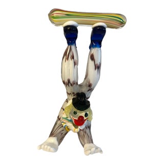 Rare Vintage Murano Blown Glass Circus Clown Figurine For Sale