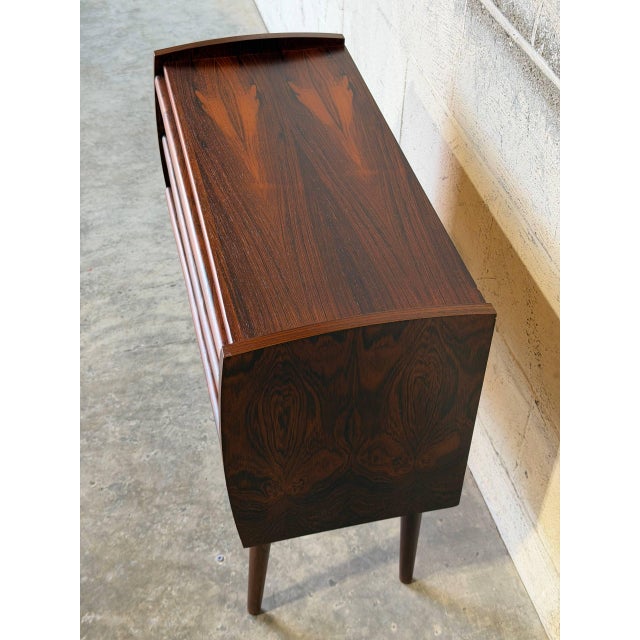 Wood Small Rosewood 3-Drawer Dresser With Sculpted Handle Pulls Danish Mid-Century Modern 1960s For Sale - Image 7 of 11