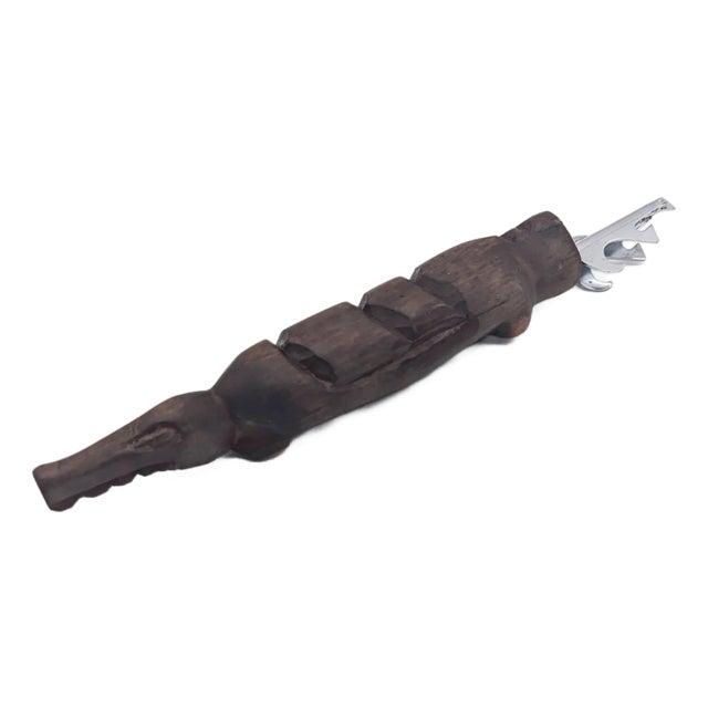 Mid 20th Century African Carved Crocodile Bottle Opener For Sale