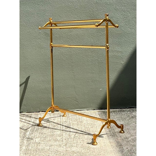 Mid-Century Modern Vintage Polished Brass Blanket Rail For Sale - Image 3 of 12