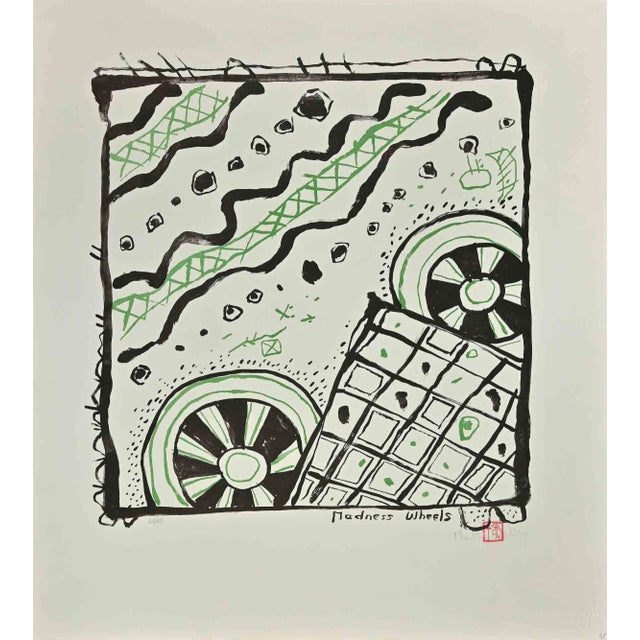Modern Martin Bradley, Madness Wheels, Lithograph, 1970s For Sale - Image 3 of 3