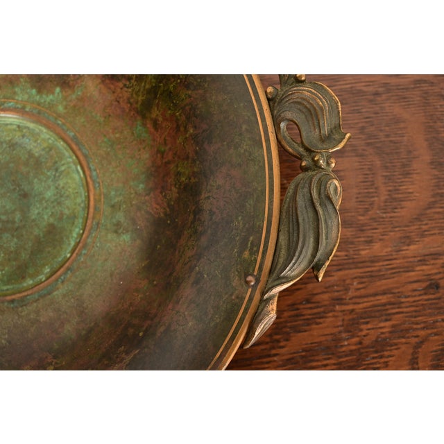 Verdigris Carl Sorensen Art Deco Verdigris Bronze Centerpiece Bowl or Fruit Bowl For Sale - Image 8 of 12