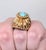 Napier Vintage 1960s Signed Napier Goldtone Faux-Turquoise Adjustable Cocktail Ring For Sale - Image 4 of 14