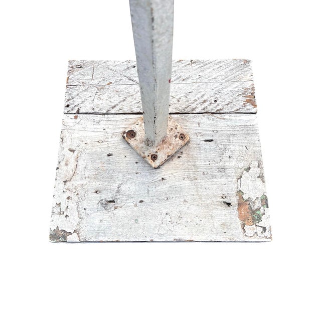 White Antique Mounted "Widow's Walk" Iron Architectural Element on Painted Wood Base For Sale - Image 8 of 11