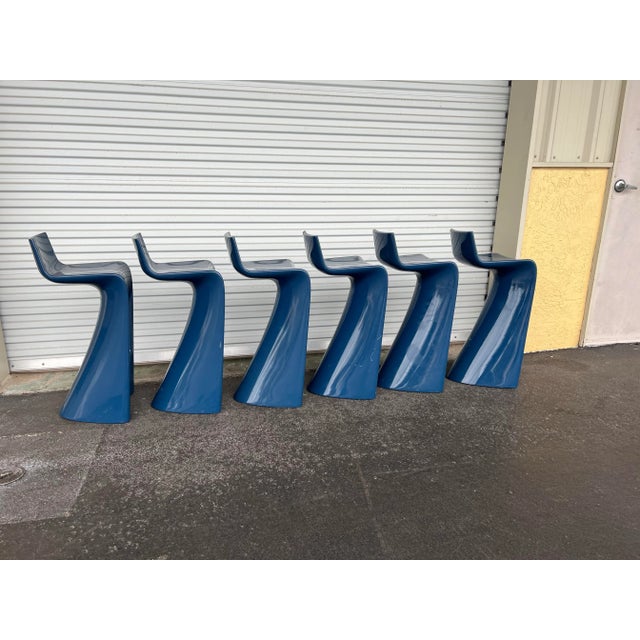Plastic Vintage Blue Stools Vondom Wing by Cero -2 For Sale - Image 7 of 11