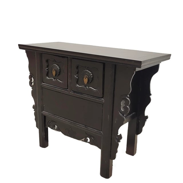 1900 - 1909 Early 20th Century Dark Brown Antique Coffer Table with Two Drawers For Sale - Image 5 of 10