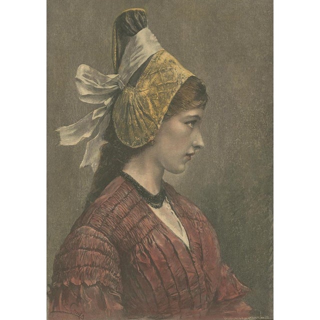 Paper After Eduard Payer, Linzerin Austrian Folk Costume, Print, 1880 For Sale - Image 7 of 10