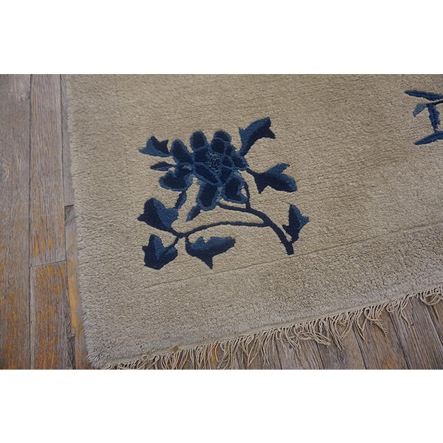 Impressive Beige Bakcground Color With Minimalist Styles Antique Chinese Peking Rug For Sale - Image 4 of 7