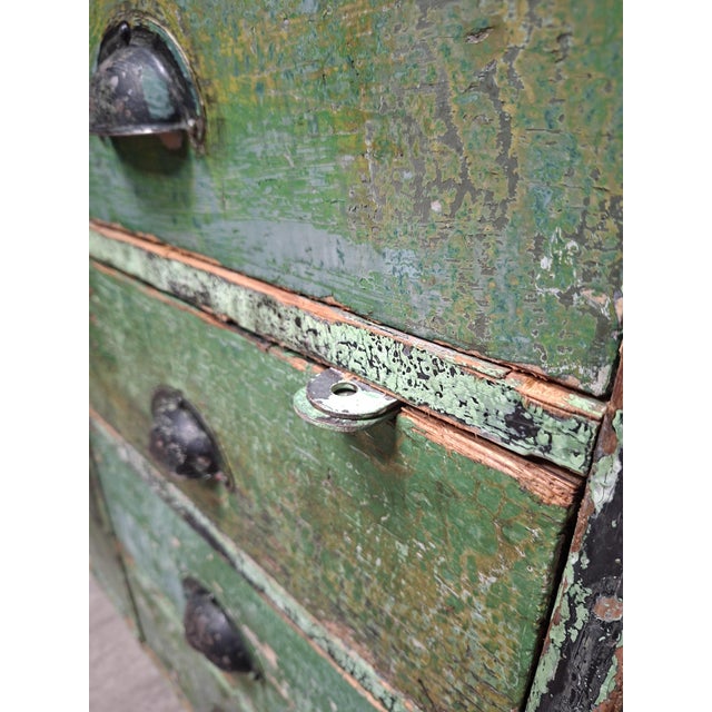 Industrial Green Wooden Drawer Cabinet For Sale - Image 9 of 10