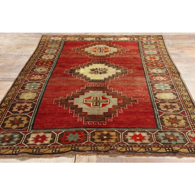 Red Vintage Red Turkish Oushak Rug - 04'03 X 06'10 For Sale - Image 8 of 9