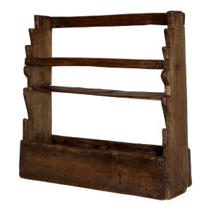 19th Century Rustic Handcrafted Two-Tier Wooden Standing Countertop Shelf