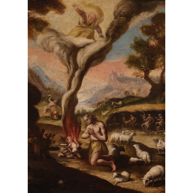 Maarten De Vos, Adam and Eve after the Fall / The Sacrifices of Cain and Abel, 17th Century, Oil Painting on Canvas, Framed, Set of 2 For Sale - Image 8 of 15