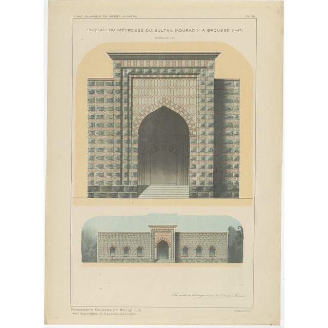 Alexandre M. Raymond, Murad Ii Madrasa Portal, Bursa 1924, Paper For Sale