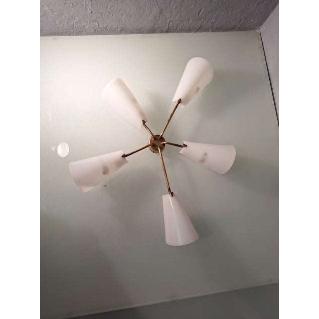 Star-Shaped Wall Lamp in Brass and Acrylic Glass Lumen from Lumen Milano, 1950s For Sale - Image 10 of 10