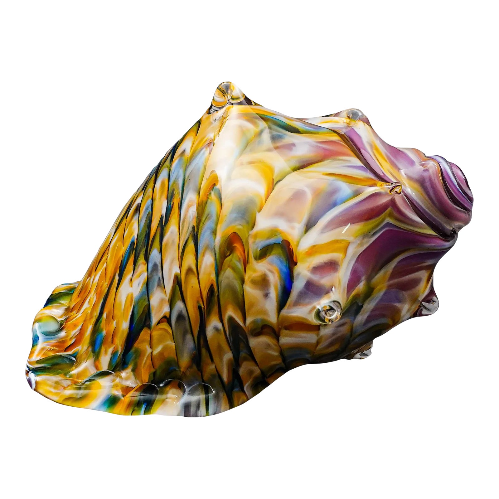 Artist Signed & Dated 2018 Conch Sea Shell Hand Blown Art Glass ...