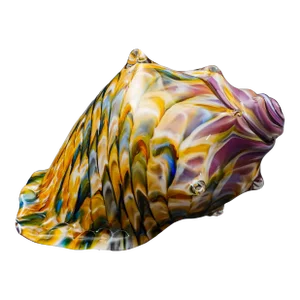 Artist Signed & Dated 2018 Conch Sea Shell Hand Blown Art Glass Sculpture 7"