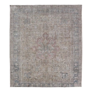 Large Vintage Tabriz Rug in Light Blue and Earth Tones 10' X 12'4 For Sale