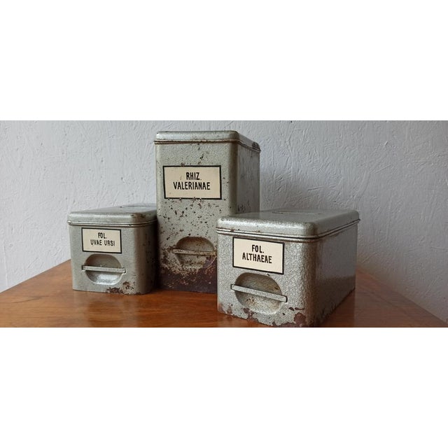 Vintage Metal Pharmacy Containers, 1950s, Set of 3 For Sale - Image 15 of 16