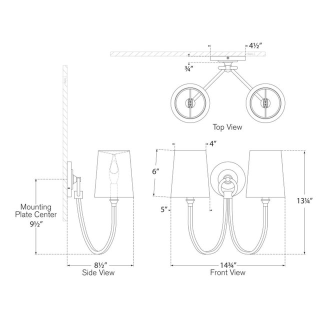 Reed Double Sconce in Hand-Rubbed Antique Brass with Linen Shades Designer: Thomas O'Brien Finish: Hand-Rubbed Antique...