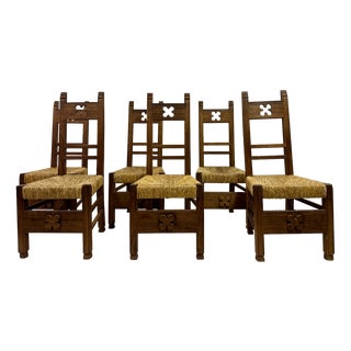 Vintage Arts and Crafts Dining Chairs, 1920, Set of 6 For Sale